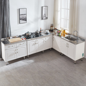 Cheap Kitchen Cabinet with Stainless Steel Countertop Customize Kitchen