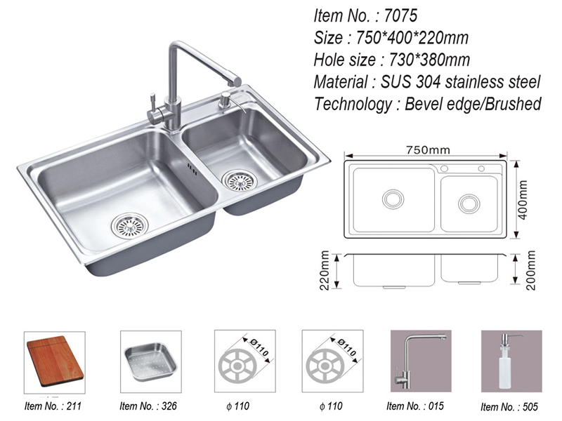 304 Stainless Steel Handmade Double Bowl Kitchen Sink Washing/Wash